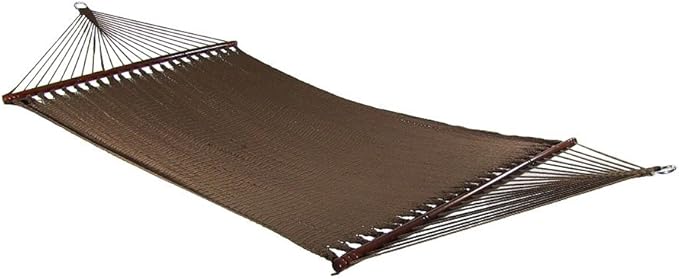 Sunnydaze Soft-Spun Polyester Rope Double Hammock for Outside - 600-Pound Weight Capacity Extra Large Hammock - Mocha