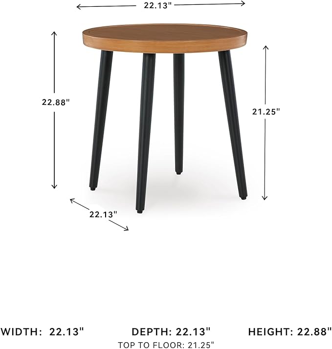 Signature Design by Ashley Horizon Hall Casual Outdoor End Table with 4 Legs, Light Brown & Black
