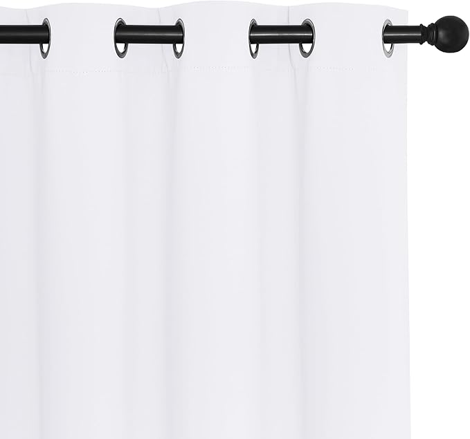 NICETOWN Bedroom Curtain Room Darkening Drapery 102 inches Length - Home Fashion Thermal Insulated Grommet Room Darkening Curtain for Living Room (White, 1 Panel, 52 x 102 inches)