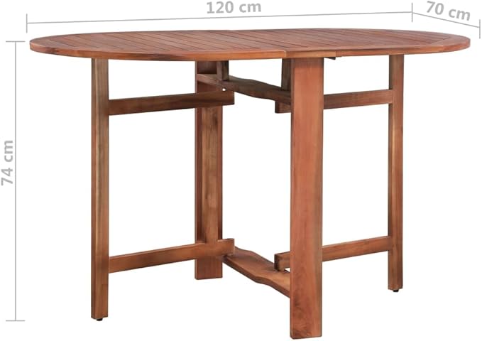 vidaXL Oval Acacia Wood Patio Dining Table - Foldable, Weather-Resistant, 47.2" x 27.6"x 29.1", Rustic Charm for Garden, Deck, Kitchen