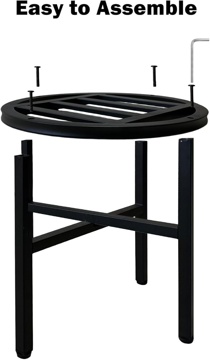 Plant Stand Indoor Outdoor,13 Inch Tall Metal Plant Stands Riser,Heavy Duty Wrought Iron Pedestal Holders for Large Flower Pot,Outside Rust-Proof Black Flower Display Shelf for Patio,1-Pack