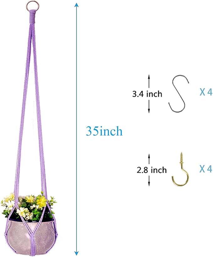 Hanging Planters for Plants with 8 Hooks, Handmade Colorful Cotton Rope Hanging Plant Holder Indoor & Outdoor Boho Room Decor Hanging Ceiling Decor,4 Pack. (4 Color)