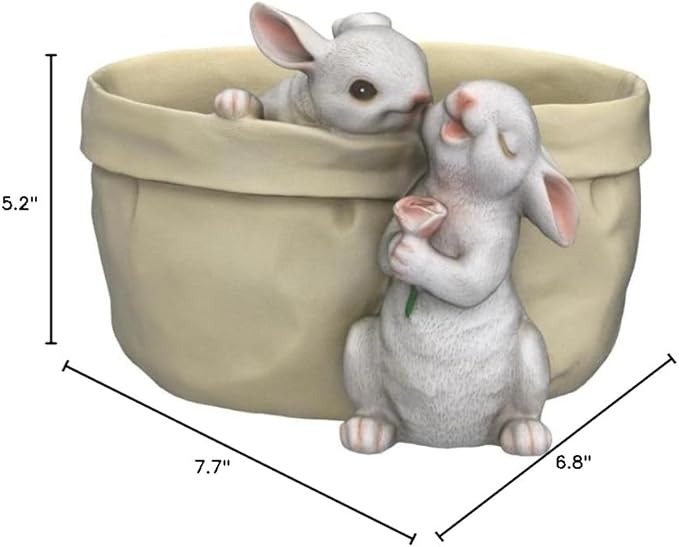 Rabbit Flower Pot Succulent Planter Garden Pots, Bunny Decorative Flower Pot,Animal Shaped Cartoon Planter Pots, Art Decorations for Mom Women (Flower with Drainage Hole)