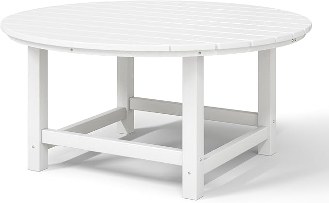 WestinTrends Malibu Low Outdoor HDPE Round Patio Coffee Table, White