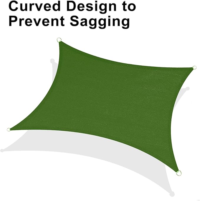 LOVE STORY Custom Size 7'x15' Piquant Green Sun Shade Sail Rectangle UV Block Canopy Patio Sail Sunshades Fabric for Outdoor Garden Carport (We Make Custom Size)