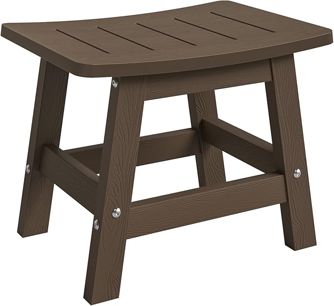LUE BONA Outdoor Adirondack Ottomans, Footrest Footstool Set of 2, Outdoor Foot Rest for Patio, HDPS All Weather Waterproof Footrest Footstool for Adirondack Chair, Dark Brown