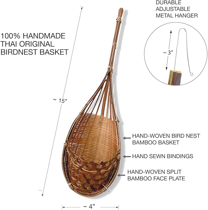 Handmade 100% Thai Bamboo Hanging Orchid Basket ā 4 Inch Set of 6