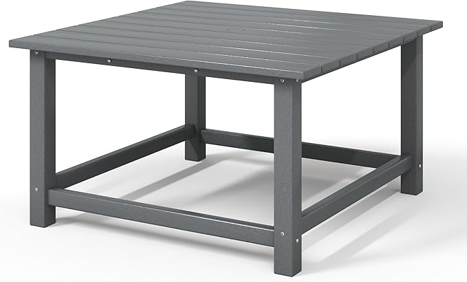 WestinTrends Malibu Low Outdoor HDPE Square Patio Coffee Table, Gray