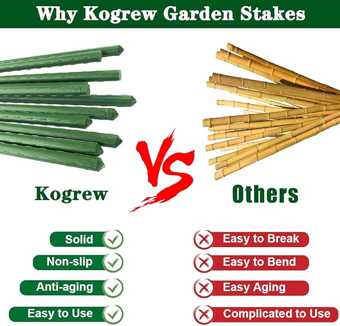 7Feet Garden Stakes Sturdy Plant Sticks Support Tomato Stakes for Vegetable Pack of 20