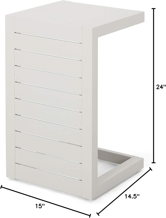 Christopher Knight Home Jesse Coral Outdoor Modern Aluminum C-Shaped End Table, White