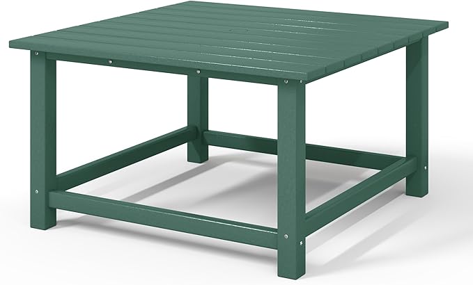 WestinTrends Malibu Low Outdoor HDPE Square Patio Coffee Table, Dark Green
