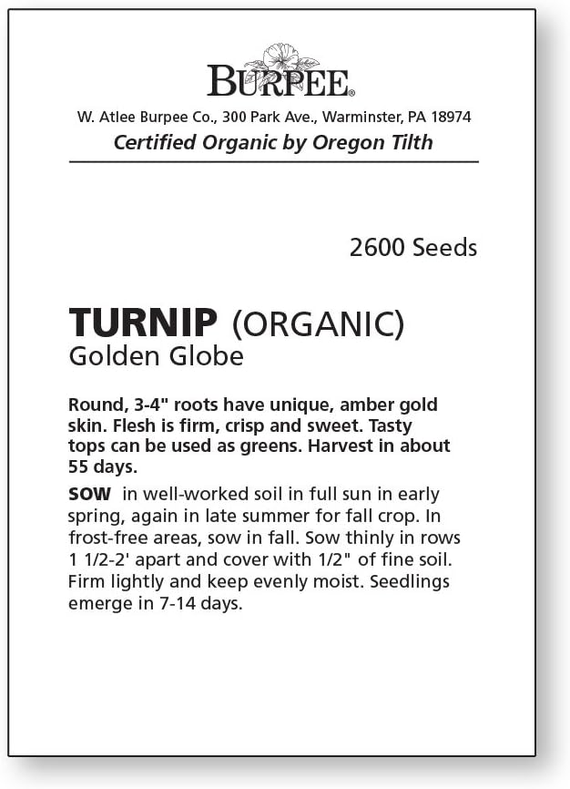 Burpee Golden Globe Organic Turnip Seeds 2600 seeds