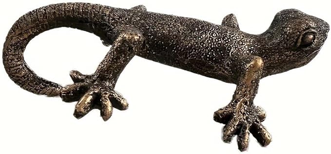Vintage Bronze Gecko Planter Pot Hugger Flower Figurine – Resin Climbing Lizard Statue for Garden, Fairy Garden Terrarium, Outdoor Fence & Yard Decor,Versatile Home & Office Decor