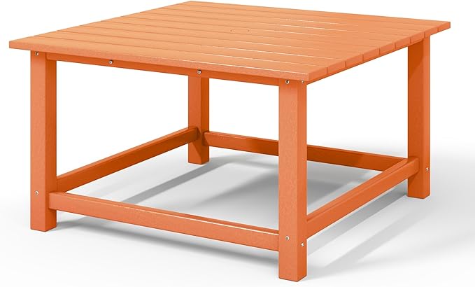 WestinTrends Malibu Low Outdoor HDPE Square Patio Coffee Table, Orange