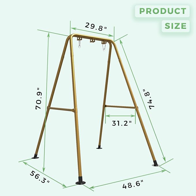 G TALECO GEAR Hammock Chair Stand,Heavy-Duty Steel Hammock Stand,300LBS Multi-Use Swing Stand for Outdoor Indoor,Hammock Chair not Include (Gold)
