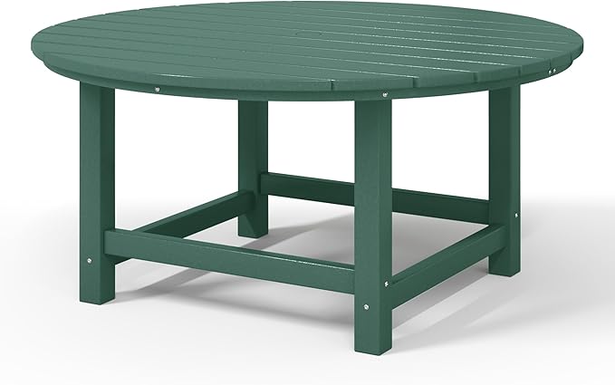 WestinTrends Malibu Low Outdoor HDPE Round Patio Coffee Table, Dark Green