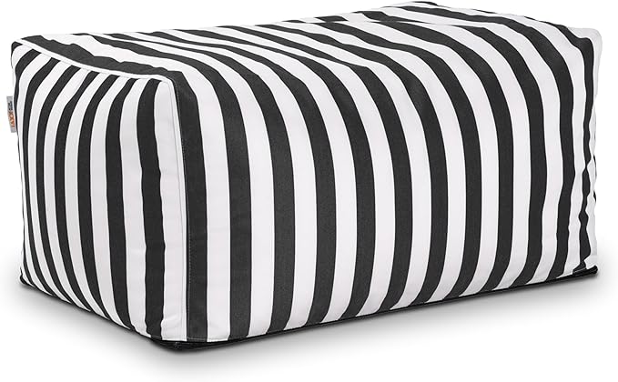 Jaxx Leon Outdoor Bean Bag Ottoman, Black & White Stripes