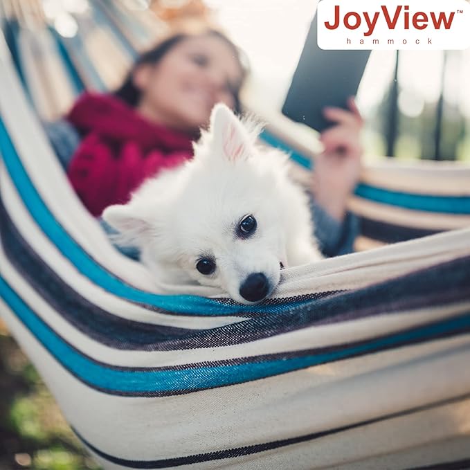 JoyView Brazilian Hammock for Single Preson Portable Hammock with Hanging Ropes & Carry Bag Large 78.8x39.4” for Patio 300LBS Capacity Perfect for Outdoor/Indoor - Red Stripe