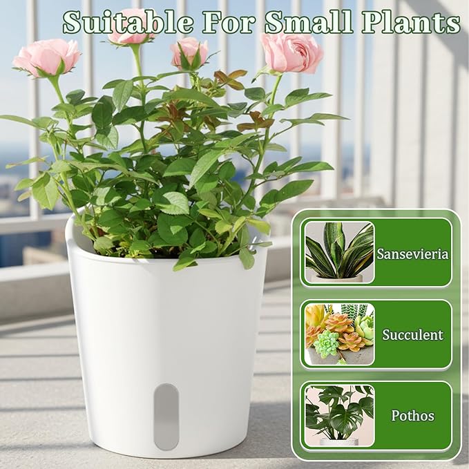 SHENLIU 3" Self Watering Pots, 20 Sets Plastic Self Watering Planters for Indoor Planters with Water Level Indicator and Multiple Vents Perfect for Succulents House Plants Flowers