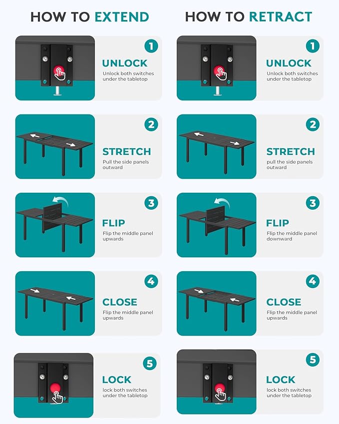 SERWALL 11-Piece Outdoor Dining Set, 60" - 83" Expandable Outdoor Dining Table and 10 HDPE Chairs, All Weather HDPE Outdoor Furniture Set for Backyard, Garden, Black