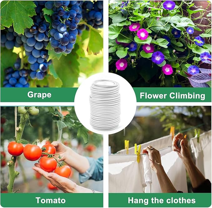 Decoroca Soft Plant Ties for Support - 65.6' Reusable Waterproof Plant Wire, Garden Twist, Office Organization and Decoration Binding(2pcs/White)