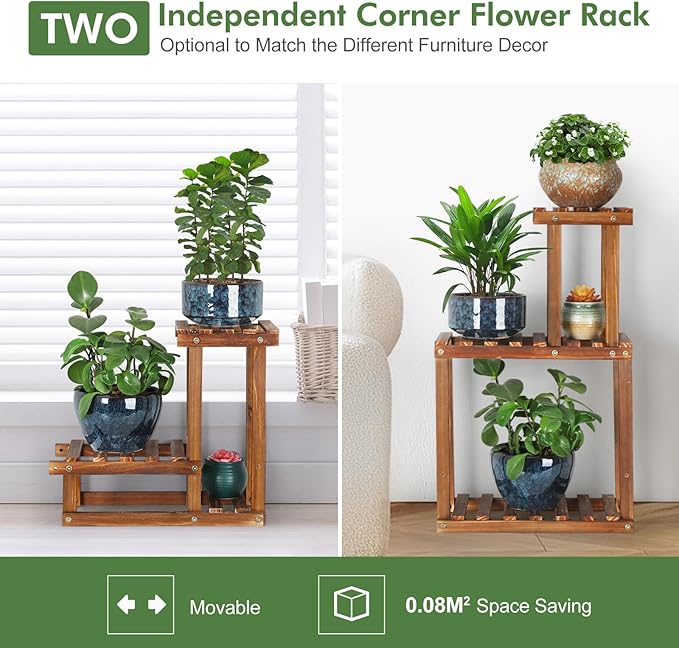 Plant Stand for multiple Plants Stands Indoor Outdoor Flower Pot Stand 5 Tiers Flower Shelf Rack Plants Stands for Patio Balcony Living Room (Upgrade 2 in 1 )