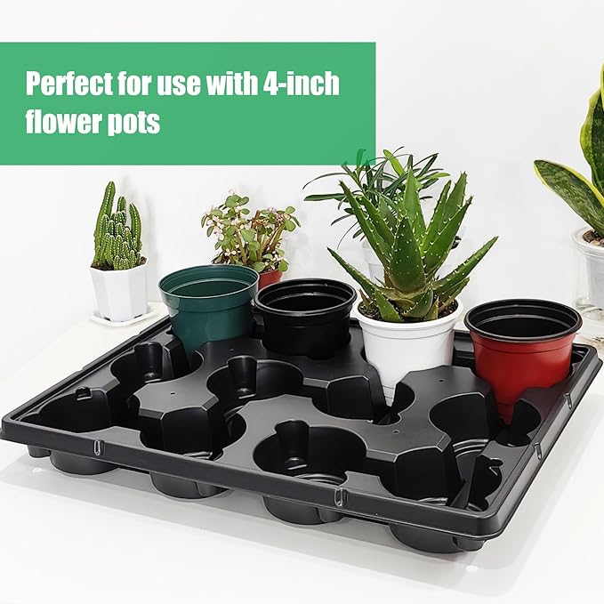 12 Cell Round Nursery Trays Thickened Durable Seedling Pots Shuttle Carrying Trays for Holding 4 inch Pots (16.85" 12.6", 5-Pack)