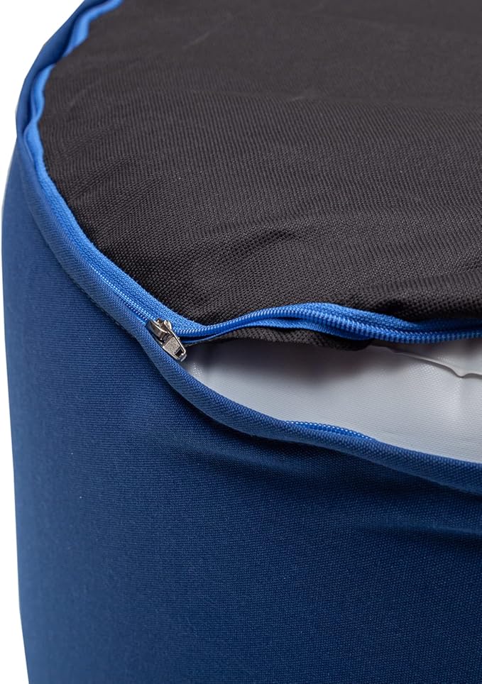 QILLOWAY Indoor/Outdoor Inflatable Stool,Round Ottoman,All Weather Foot Rest for Camping or Home,Royal Blue/Classic Blue