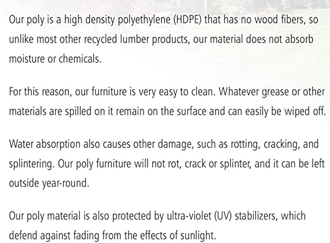 Poly Lumber Wood 5FT Porch Swing Amish Craftsmandship Made in USA HDPE with No wood fibers and 1000 lbs Limit. Stainless Steel Hardware.Signature Rollback design for Patio Outdoor Backyard Garden Park