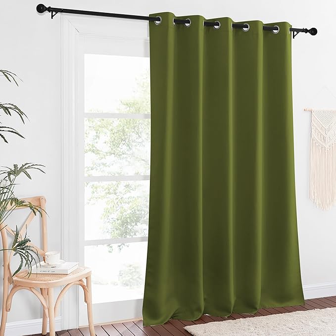 NICETOWN Blackout Curtains 84 Inch Length, Thermal Insulated Curtains for Bedroom Grommet Energy Saving Room Darkening Drapes for Living Room Window, 1 Panel, Olive Green, 66" W x 102" L
