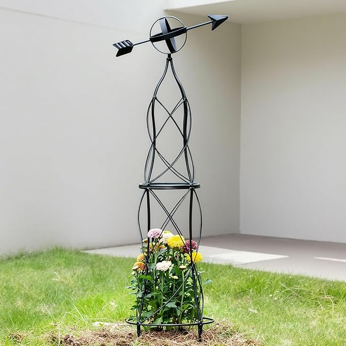 41-Inch Metal Obelisk Trellis β Elegant Garden Support for Climbing Plants, Perfect for Outdoor Rose Bushes and Tall Vines, Durable Metal Design with Arrow Top for Indoor and Outdoor Use
