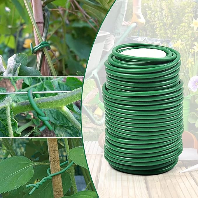 Decoroca Soft Plant Ties for Support - 65.6' Reusable Waterproof Plant Wire, 3.5mm Garden Twist, Office Organization and Decoration Binding(2pcs/Green)