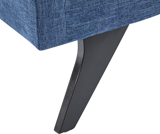 Christopher Knight Home Cagle Upholstered Loveseat Sofa with Splayed Legs, Birch Wood Frame Lounge Chair, Living Room Chaise Lounge Chair Indoor, Soft Lounge Sofa with Rolled Accent Pillow, Navy Blue