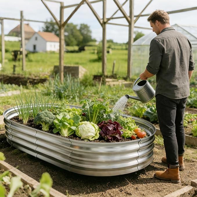 Galvanized Raised Garden Bed for Outdoor: 4X2X1ft Durable Metal Vegetable Plant Container Kit(2 Pack)