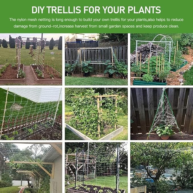Trellis Netting, CANAGROW Heavy-Duty Garden Plant Trellis Netting for Climbing Plants, Outdoor Indoor Grow Net for Beans Tomatoes Peas Pumpkin Flowers, π π± ππππ, Pack of 4