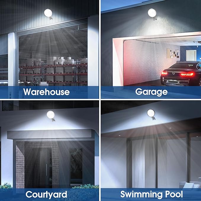 4 Pack 150W LED Barn Light, 20000LM Dusk to Dawn Sensor Security Light with 150ยฐ Adjustable Angle Photocell, IP66 Waterproof 6500K Daylight Outdoor Lighting for Farmhouse/Yard/Street