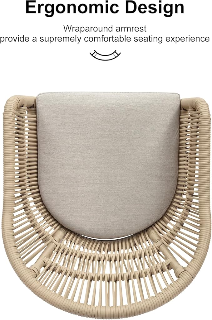 PURPLE LEAF 5 Pieces Oversized Square Patio Dining Set with Outdoor Aluminium Dining Table and Woven Chairs Modern Metal Furniture Cushions Sets for Garden Yard Indoor Decor Kitchen Champagne