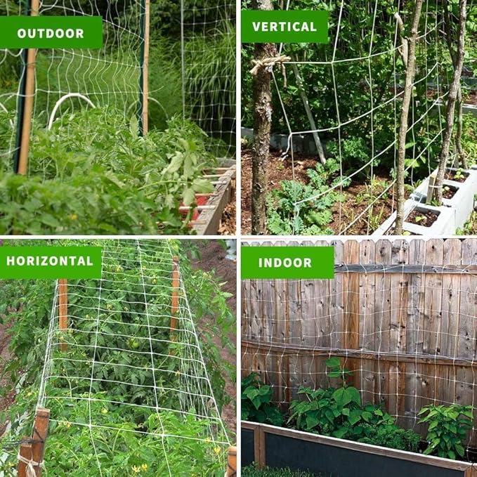 Tcamp Trellis Netting for Plants (5Ft x30Ft, 3.5" Square Mesh Ployester, 2Pack)