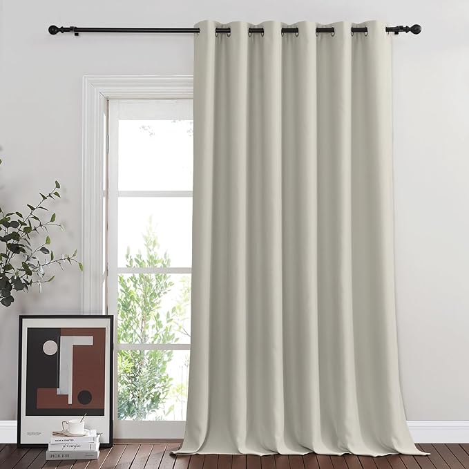 NICETOWN Natural Blackout Curtains for Bedroom/Living Room 132 Inch Length - Thermal Insulated Room Darkening Grommet Top Window Curtains (100 by 132 - Inch, 1 Panel)