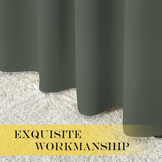 NICETOWN Blackout Curtains 63 Inhces Long for Half Windows, Thermal Curtain Grommet Room Darkening Window Treatment for Bedroom Living Room, Dark Mallard, 1 Panel, W46 x L63