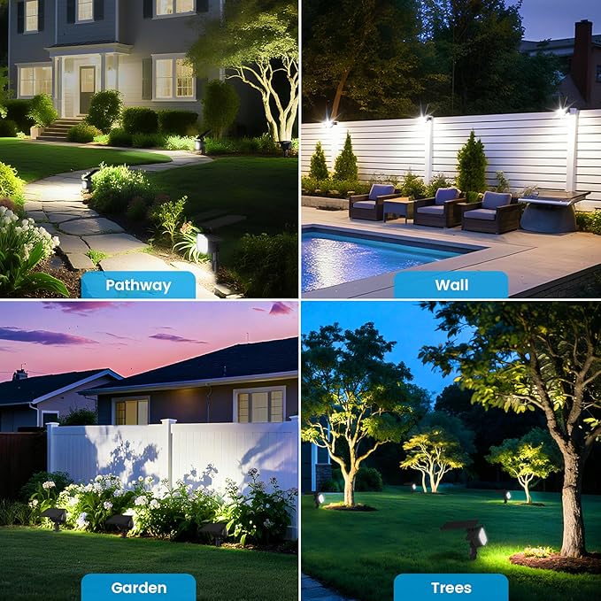 VOLISUN Solar Spotlight Outdoor, IP67 Waterproof Solar Landscape Spot Lights,Uplights for Yard Garden Pathway - 2 Pack (Cool White) 27 LED 3 Lighting Modes
