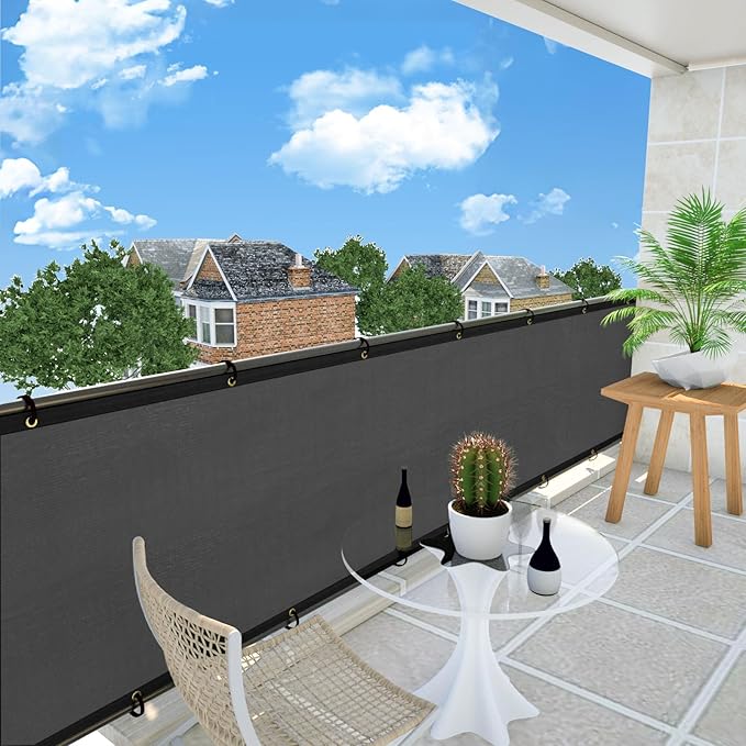 UPGRADE Privacy Fence Screen 5'x12' Dark Grey Outdoor 90% Visibility Blockage 170 GSM Mesh Shade Cover Panels for Backyard,Balcony,Home Decoration with Zip Ties,Customized Avaliable