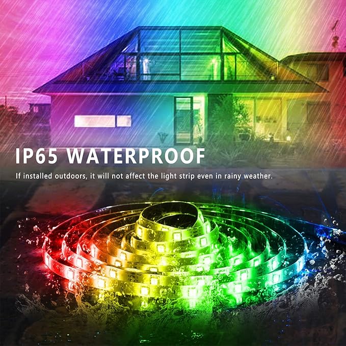 Outdoor Led Strip Lights Waterproof 400ft(2 * 200ft), Ip68 Outside Led Light Strip Waterproof with Remote and App Control, Exterior Led Rope Lights Music Syne RGB Strip Lights for Party Decor