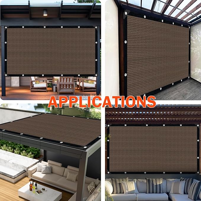 Sun Shade Cloth with Grommets,90% UV Protection Shade Fabric,Pergola Shade Cover Canopy Fence Privacy Screen Balcony,Brown Sunshades for Patio Pergola Garden Backyard Outdoor,Mocha-3x3FT