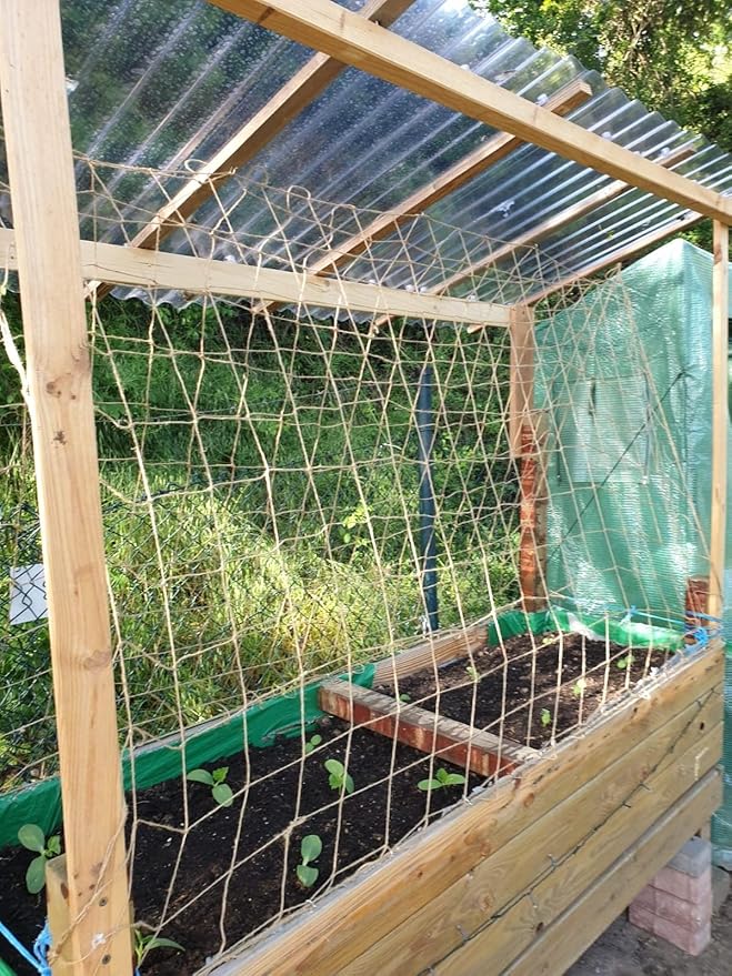 Jute Trellis Netting - Jute Netting for Garden, Heavy Duty Plant Support Netting for Climbing Plants, Cucumber, Vine, Fruits & Vegetables, Climbing Vining Plants (6.6 Ft x 32.8 Ft, 5.9 Inch Squares)