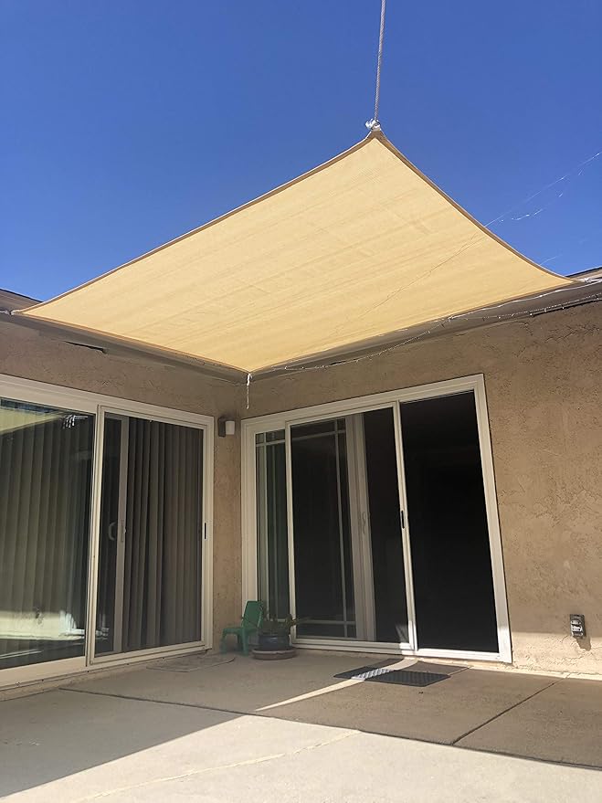 Eden's Decor Straight Flat-Edged Sun Shade Sail Rectangular 5' x 15' Wheat UV-Blocking Outdoor Canopy Fabric Cloth Awning for Pergola Patio Garden Backyard Custom Size