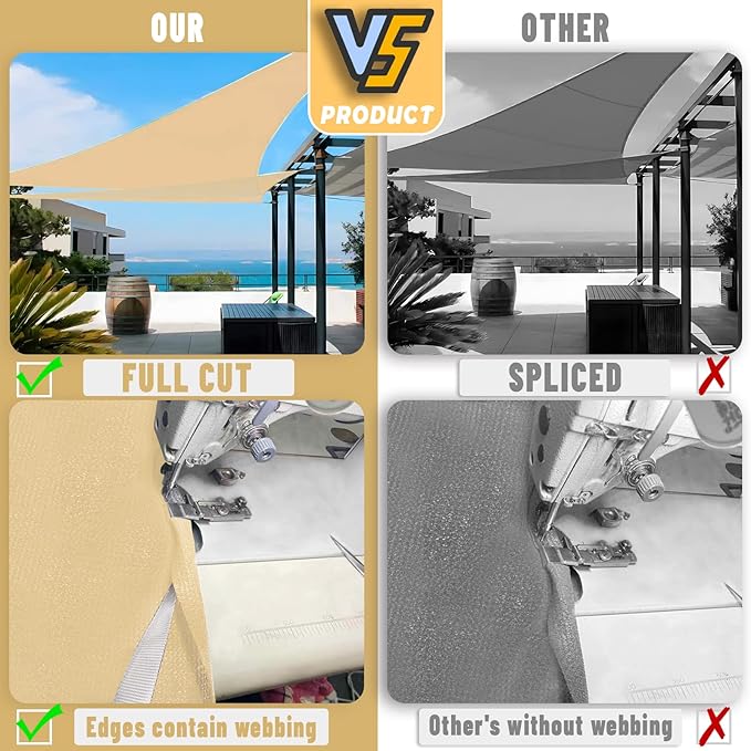 LOVE STORY Custom Size 5'x5'x7.1' Sand Sun Shade Sail Right Triangle Sunhsade Fabric Awning Canopy for Patio Backyard Carport Pergola (Customized)