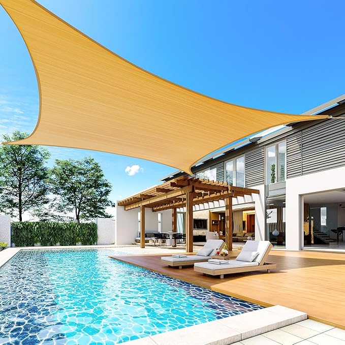 Quictent 20x26ft Sun Shade Sail for Patio, 185GSM Heavy Duty Rectangular Outdoor Sunshades UV Block Outside Canopy Cover for Backyard