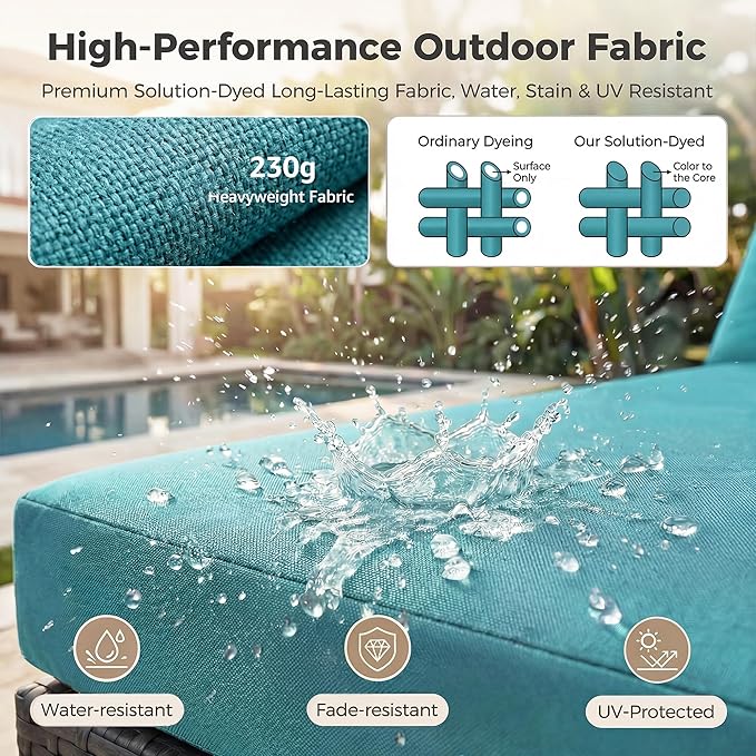NICESOUL Big Size 9 Piece Patio Furniture Set with Fire Pit Natural Gas & Propane, 29.3'' High Back Comfy Outdoor Rattan Conversations, Wide Seats Couches for Outside, 2 Color Cushions Teal & Gray