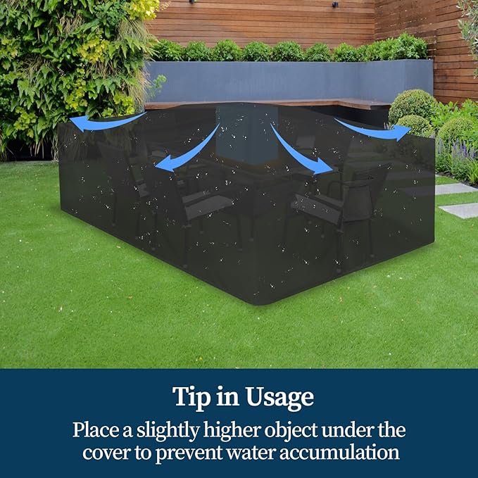 Easy-Going Square Patio Furniture Cover Waterproof Outdoor Dining Table and Chair Cover Anti-UV Outside Sectional Sofa Set Covers (84" L x 84" W x 28" H, Black)